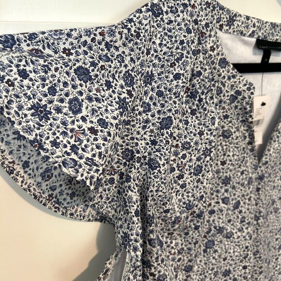 NWT Lane Bryant White and‎ Blue Cotton Floral Dress in Size 24 - Picture 6 of 11